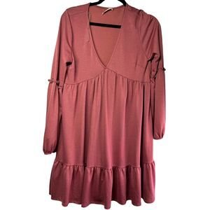 Altar’d State Dress Women's Small Red Tiered Long Sleeve Cottage-Core Farmhouse